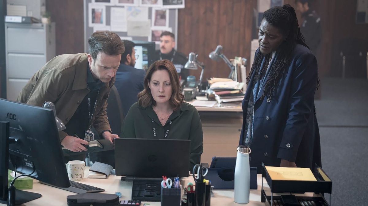 Andrew Gower, Charlotte McCurry, and Sharon D Clarke in 'Ellis' Season 2