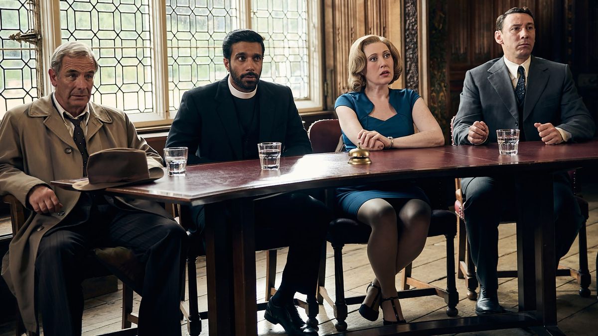 Robson Green, Rishi Nair, Melissa Johns, and Al Weaver in 'Grantchester' Season 11 