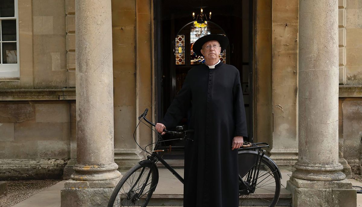 Mark Williams on the set of 'Father Brown' Season 13 