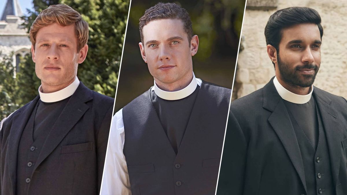 James Norton, Tom Brittney and Rishi Nair as 'Grantchester's three vicars 