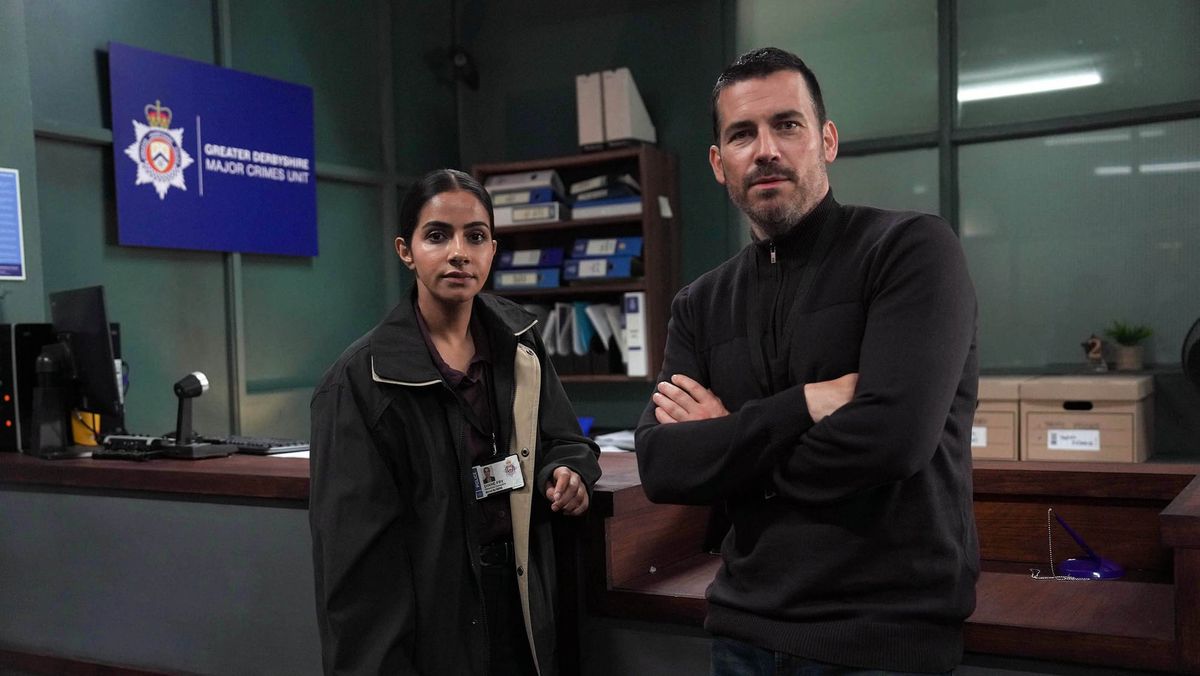 Mandip Gill and Robert James-Collier in 'Cooper & Fry' Season 1