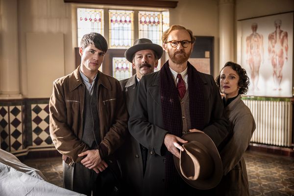 Connor Finch, Elliott Levey, Mark Gatiss, and Nadia Albina in 'Bookish' Season 2