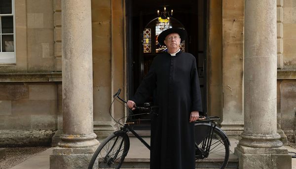 Mark Williams on the set of 'Father Brown' Season 13 