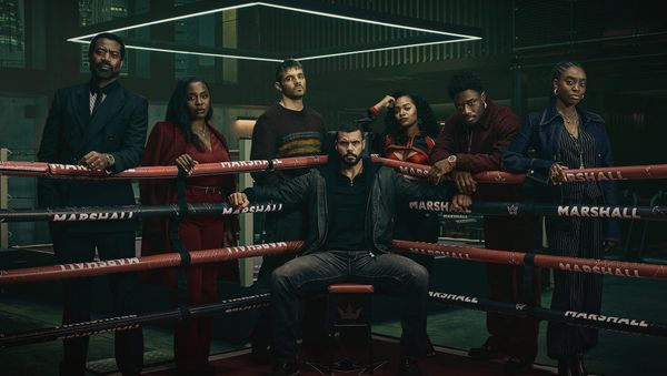 Nicholas Pinnock, Deborah Ayorinde, Tyler Conti, Howard Charles, Tahirah Sharif, Charles Babalola, and Anita-Joy Uwajeh  in 'Fightland' 