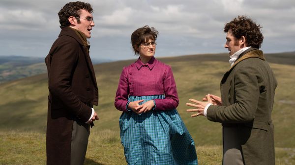 Dónal Finn, Ella Bruccoleri, and Laurie Davidson in 'The Other Bennet Sister'