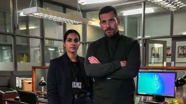 Mandip Gill and Robert James-Collier in 'Cooper & Fry' Season 1 