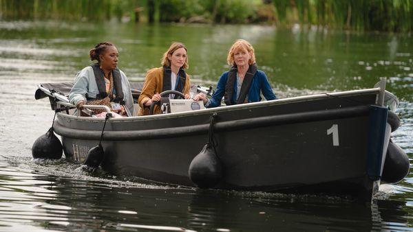 Jo Martin, Cara Horgan, and Samantha Bond in 'The Marlow Murder Club' Season 3 