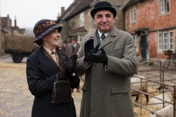Carson and Mrs. Hughes at the agricultural show looking very happy.