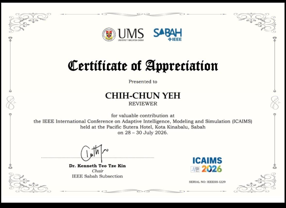 Honored to Receive a Certificate of Appreciation as an IEEE Conference Reviewer