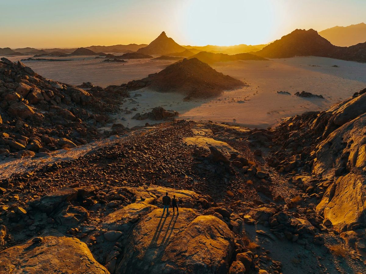 Desert landscape under open sky