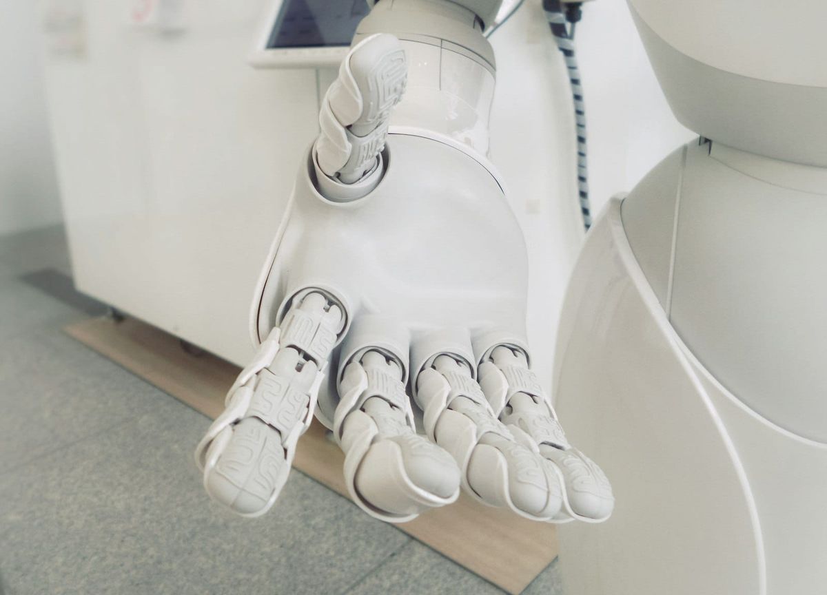 Humanoid robot face close-up