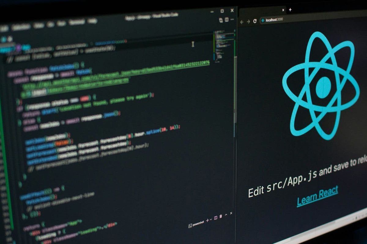 React logo abstract on dark