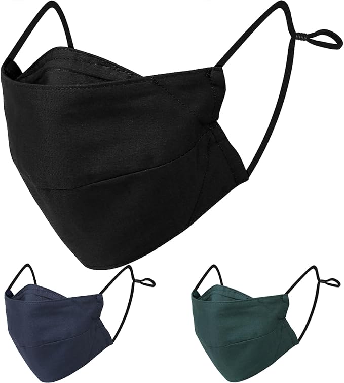 BASE CAMP Reusable Cloth Face Masks 100% Cotton Washable Adjustable Breathable Fabric Mask with Filter Pocket