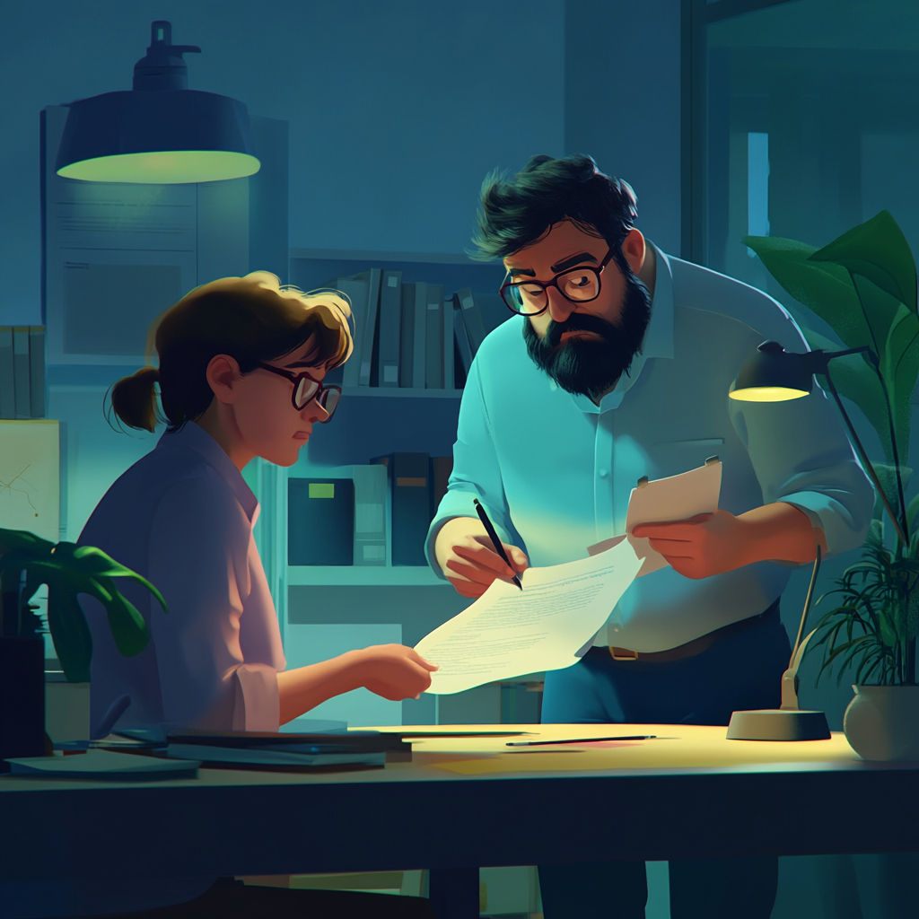 A worried person at a desk reviewing a timeshare contract