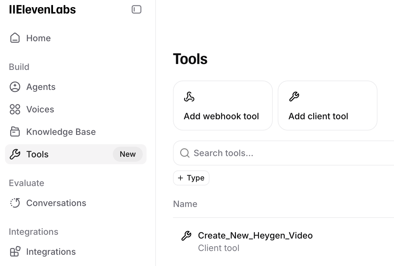Elevenlabs - Converstational AI - Tools Section
