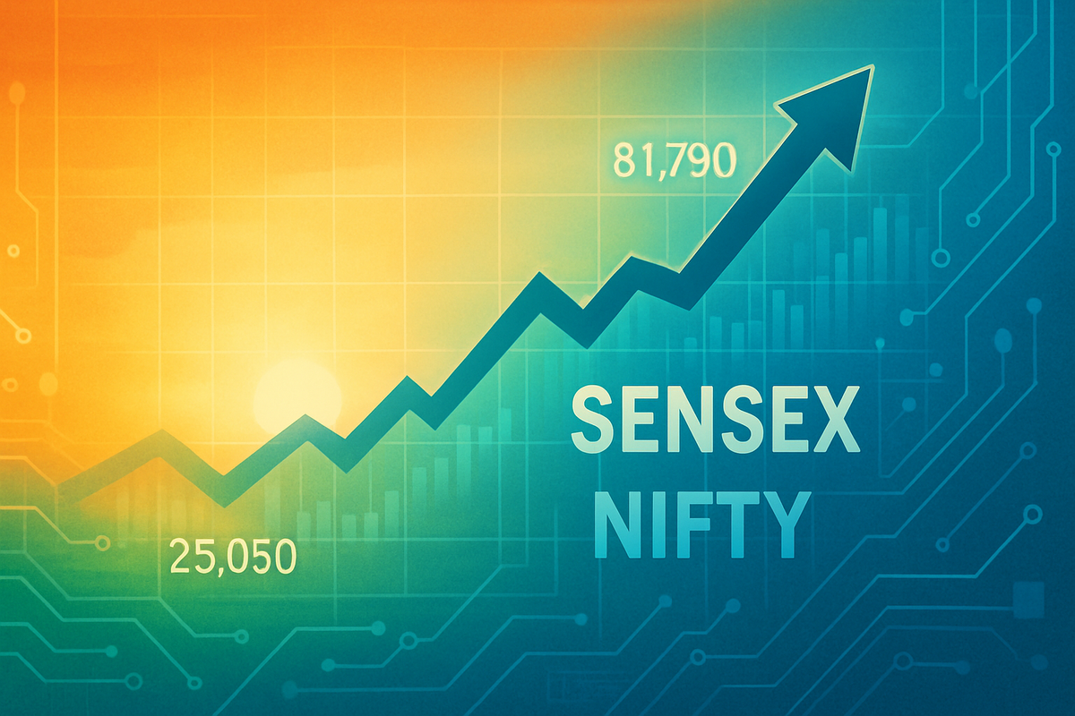 Indian Equities Soar: Sensex Crosses 81,700, Nifty Above 25,050 Driven by IT and Banking Rally