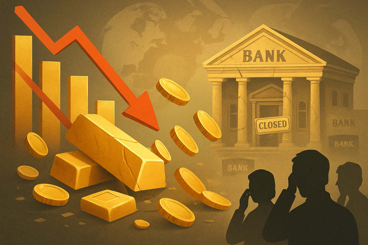 Gold Plummets 5% from Record Highs Amidst Alarming Regional Bank Defaults: A Test for Global Financial Stability