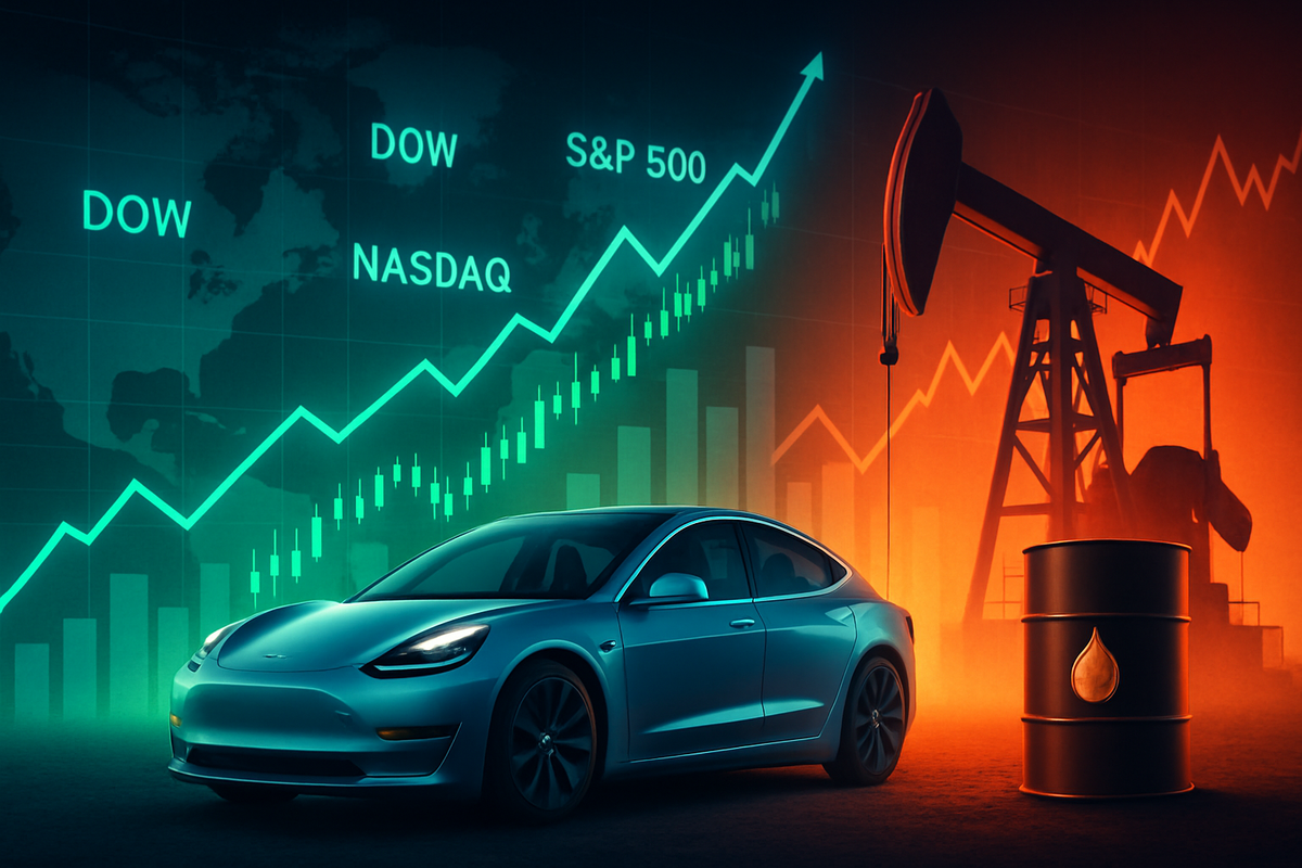 Global Markets Roar: Indices Near Records, Tesla Navigates Profitability, and Oil Explodes on Sanctions