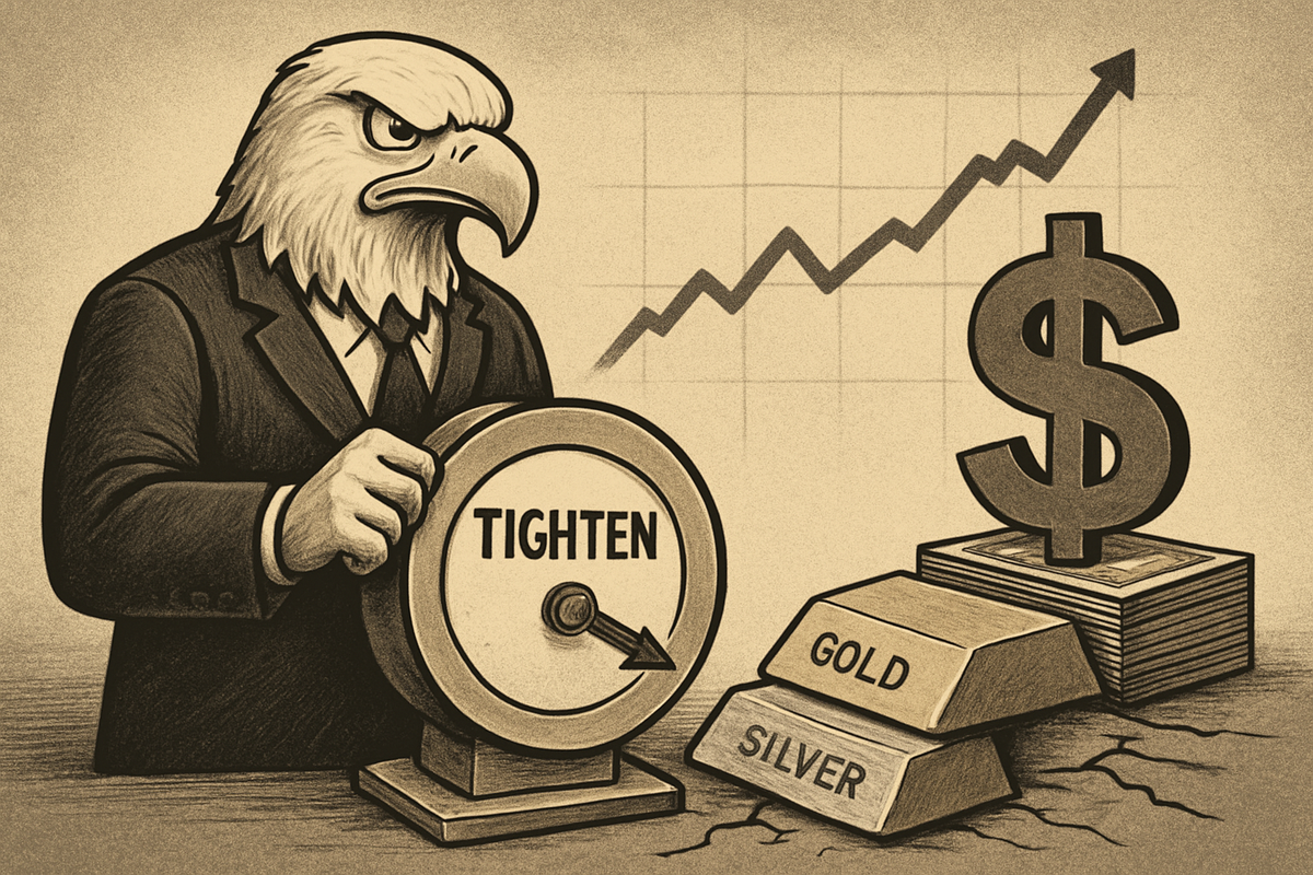 Federal Reserve's Hawkish Grip Tightens, Sending Gold and Silver into Retreat Amidst Dollar Surge