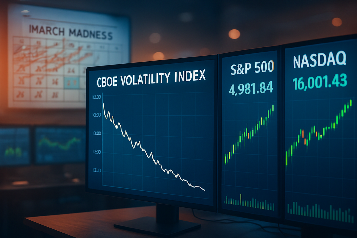 Fear Fades on Wall Street: VIX Plummets 13.5% as 'March Madness' Volatility Recedes