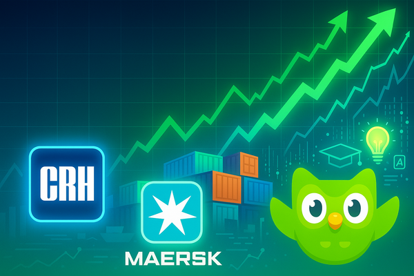 Strong Earnings and Raised Guidance Propel CRH, Maersk, and Duolingo Shares Amidst Market Optimism