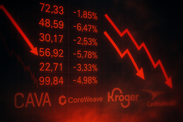 Market Tremors: Cava Group, CoreWeave, Kroger, and Cardinal Health Inc. Face Significant Declines