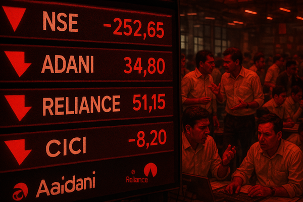Indian Market Reels: Adani Ports, Reliance Industries Lead Steep Declines Amidst Earnings Woes