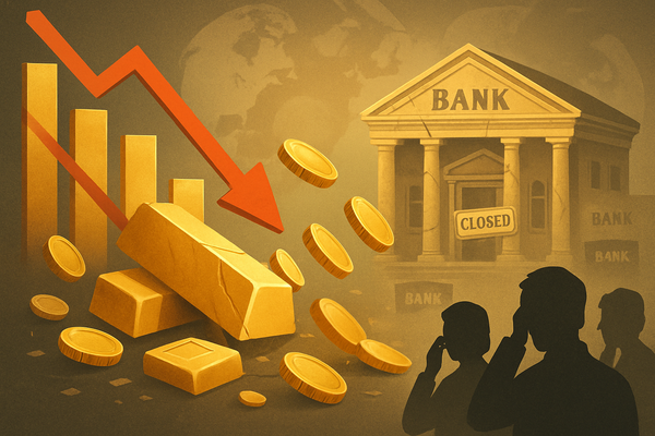Gold Plummets 5% from Record Highs Amidst Alarming Regional Bank Defaults: A Test for Global Financial Stability