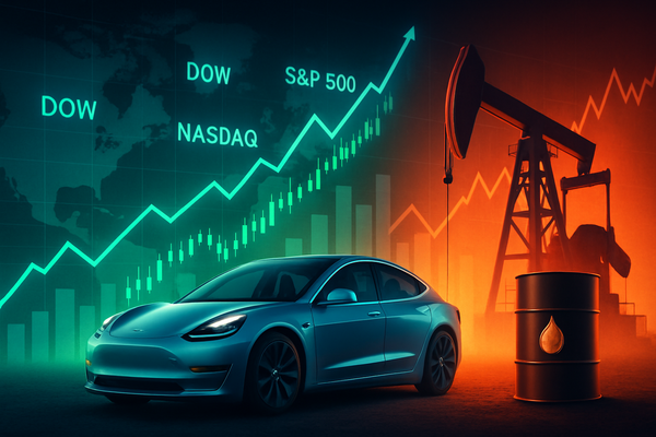 Global Markets Roar: Indices Near Records, Tesla Navigates Profitability, and Oil Explodes on Sanctions