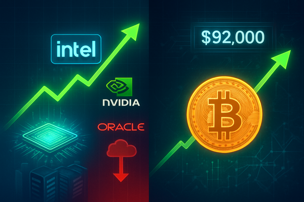 Tech Titans in Flux: Intel Rises as Nvidia and Oracle Slip Amidst Bitcoin's Ascent to $92,000