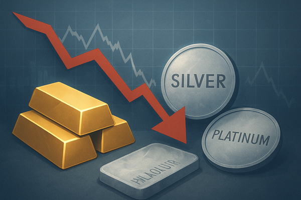 Precious Metals Plunge as Hawkish Fed Dampens Rate Cut Hopes: Gold, Silver, Platinum, and Palladium See Significant Declines
