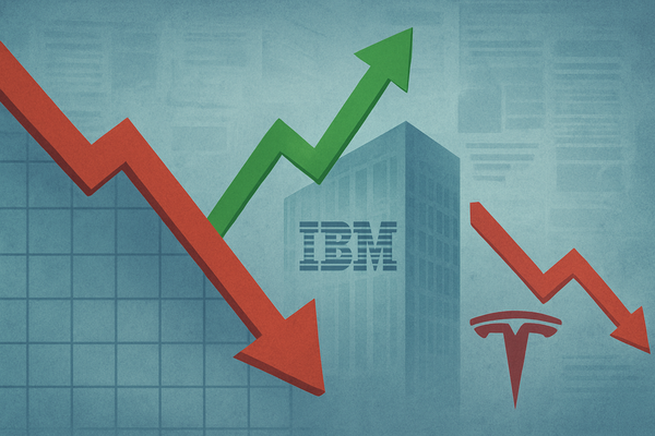 Market Tremors: Dow Stumbles as IBM Soars on Mega-Deal, Tesla Slips Post-Downgrade