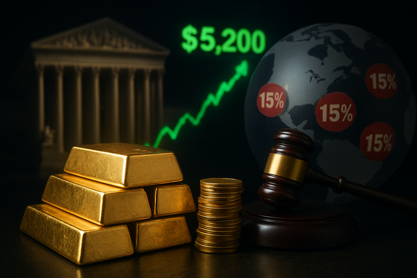 Gold Surges Past $5,200 as Trump Defies Supreme Court with 15% Global Tariff Surcharge
