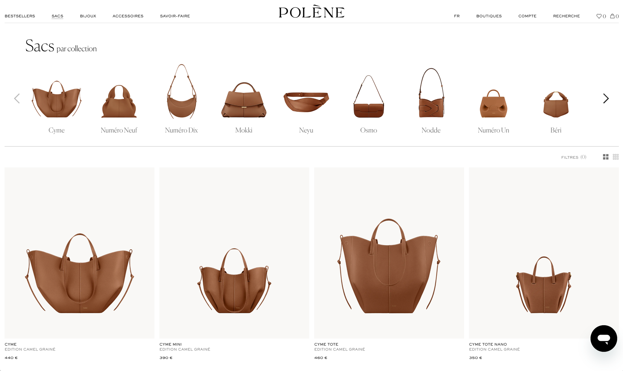 Screenshot of the Polène website (3/3)