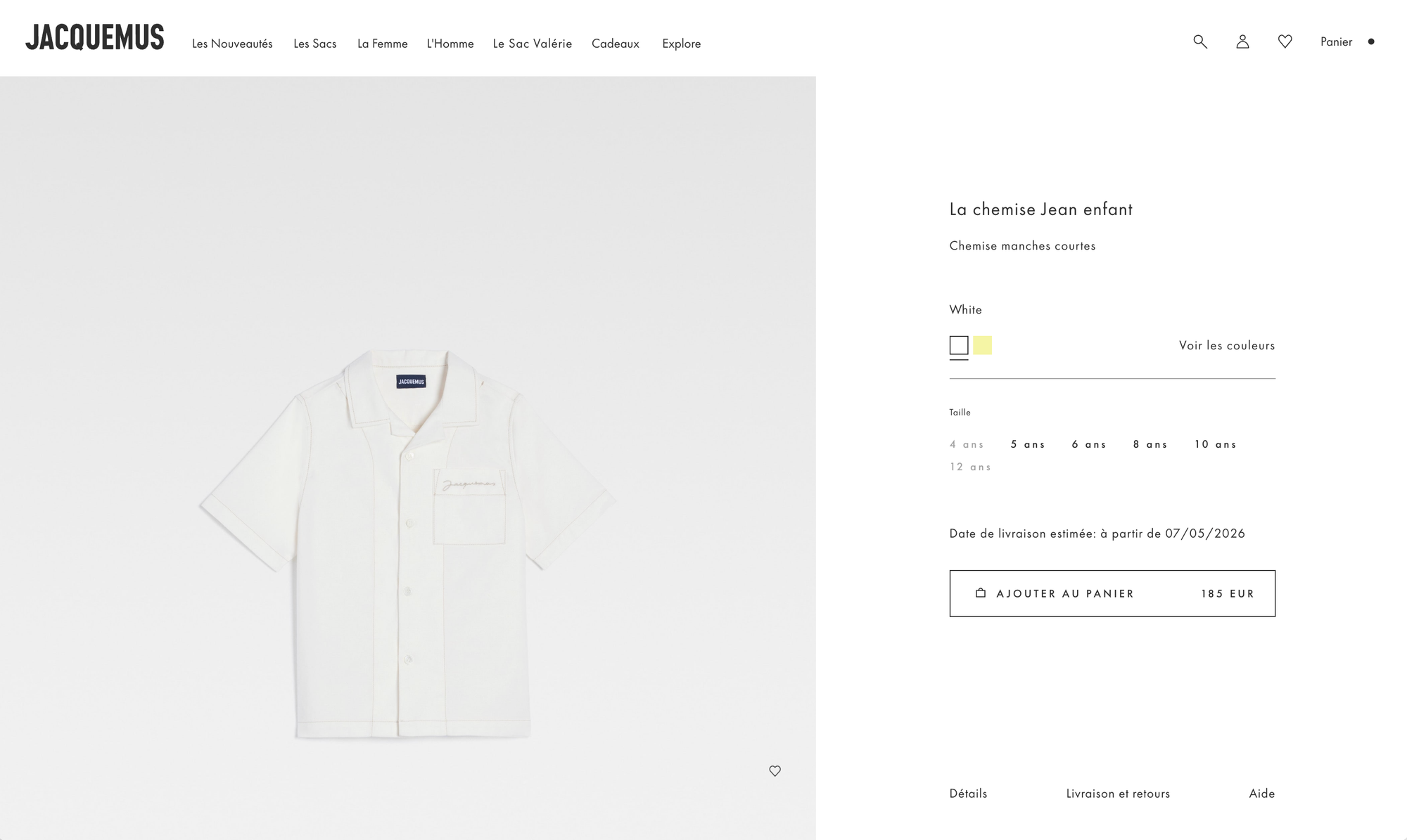 Screenshot of the Jacquemus website (2/3)