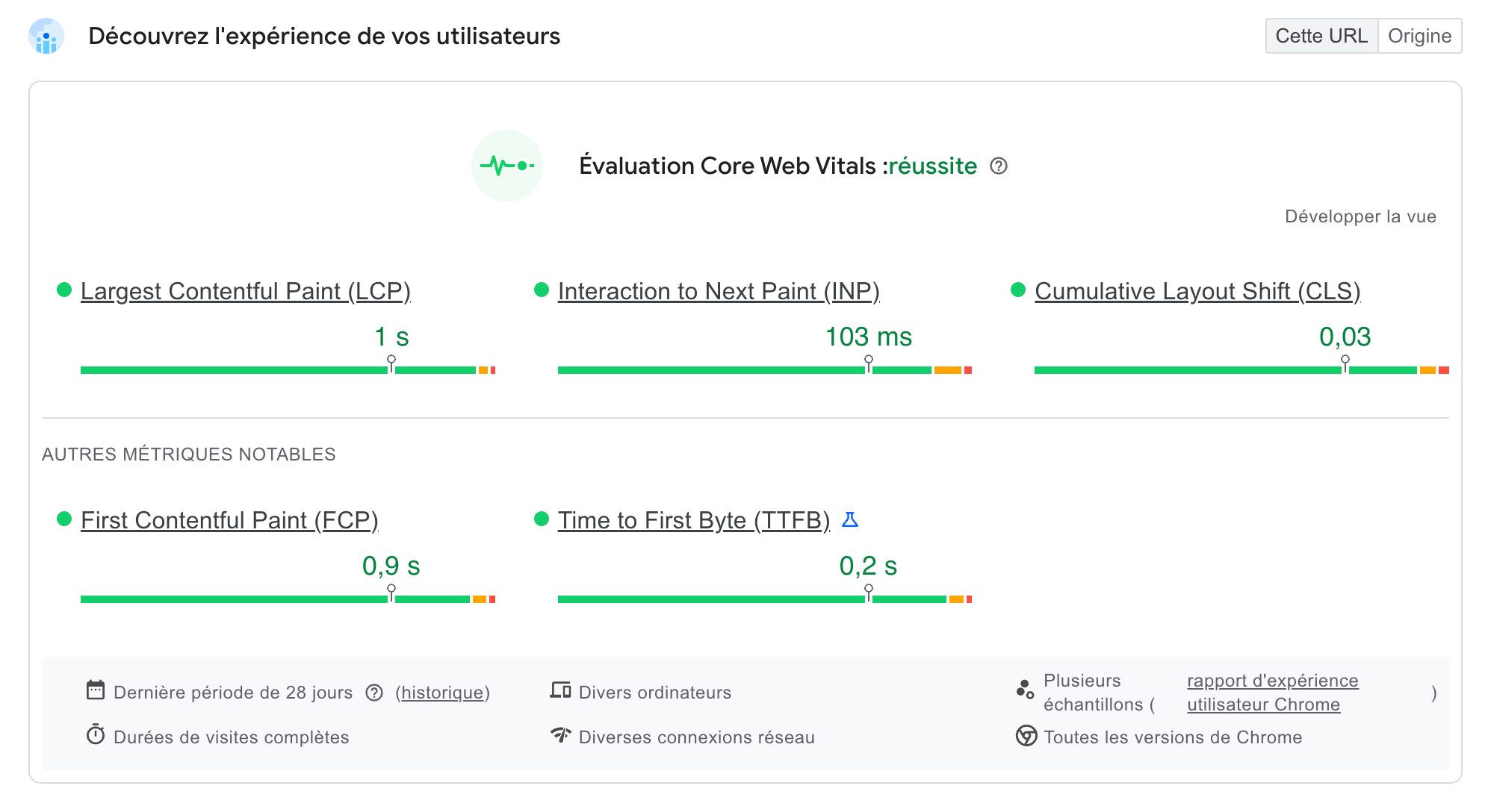Core Web Vitals assessment of an online store