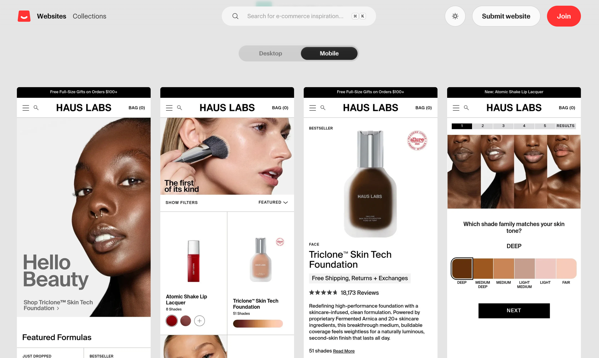 Commerce.design: preview of a second site in desktop and mobile versions