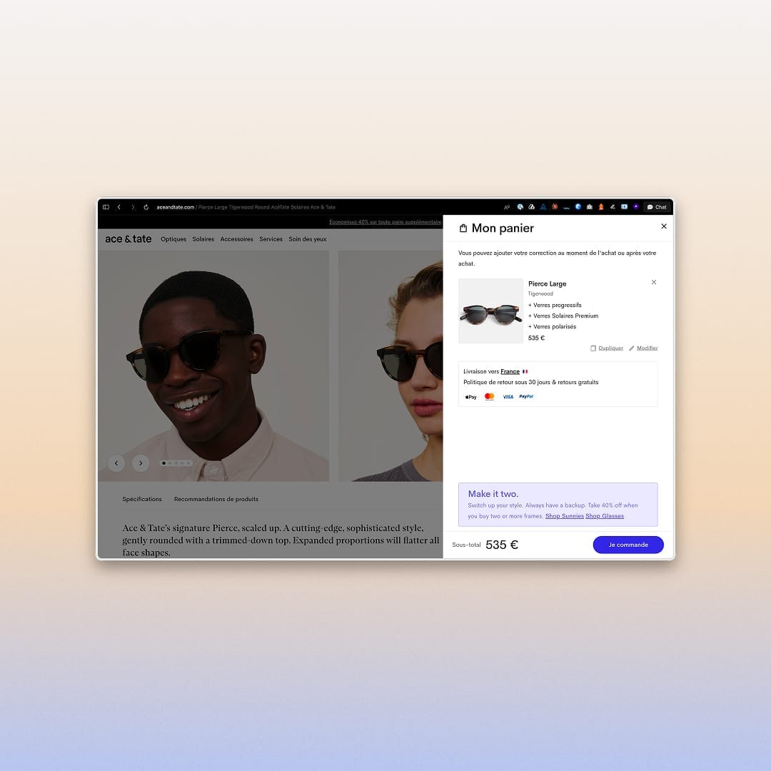 Order summary before confirmation