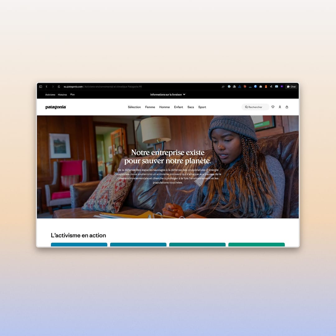 Activism section of the Patagonia site
