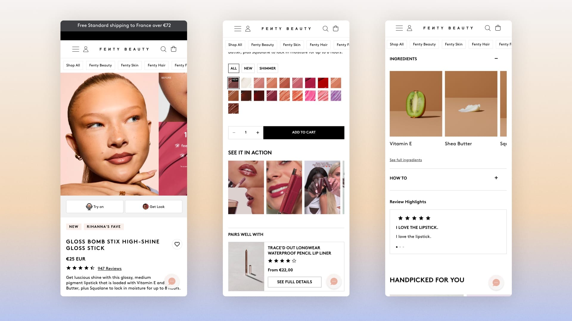 UGC on a Fenty Beauty product page