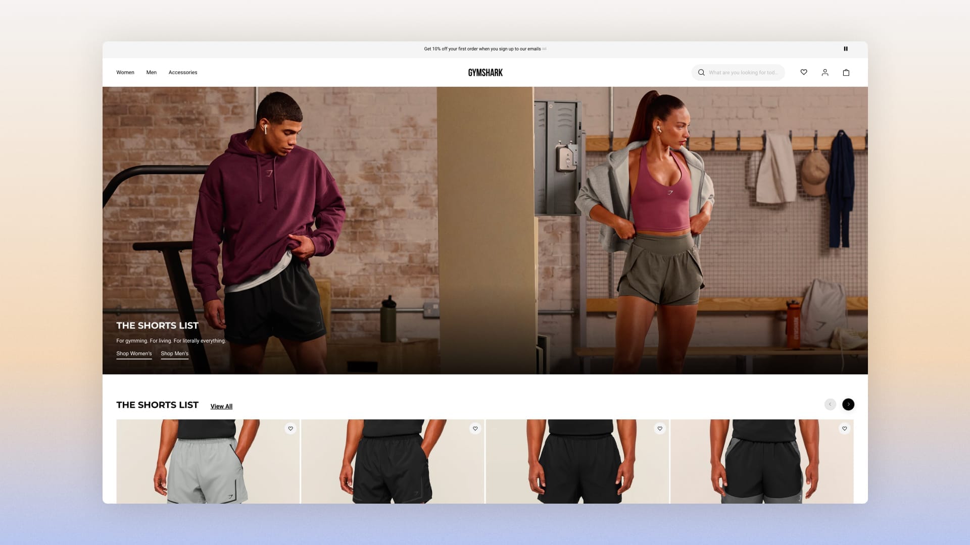 Gymshark website homepage