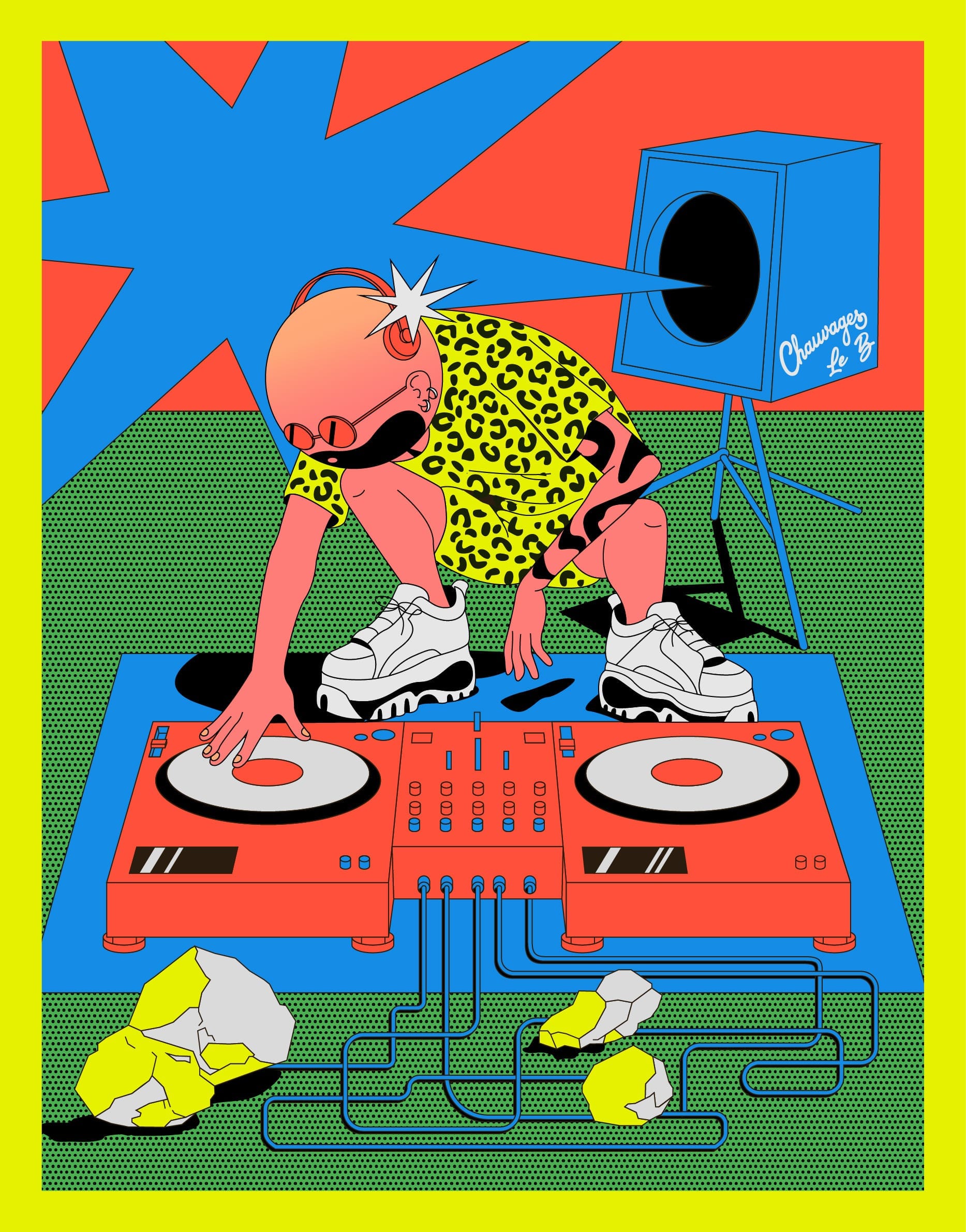 Hybrid illustration combining AI and manual graphic design by Benjamin Mira