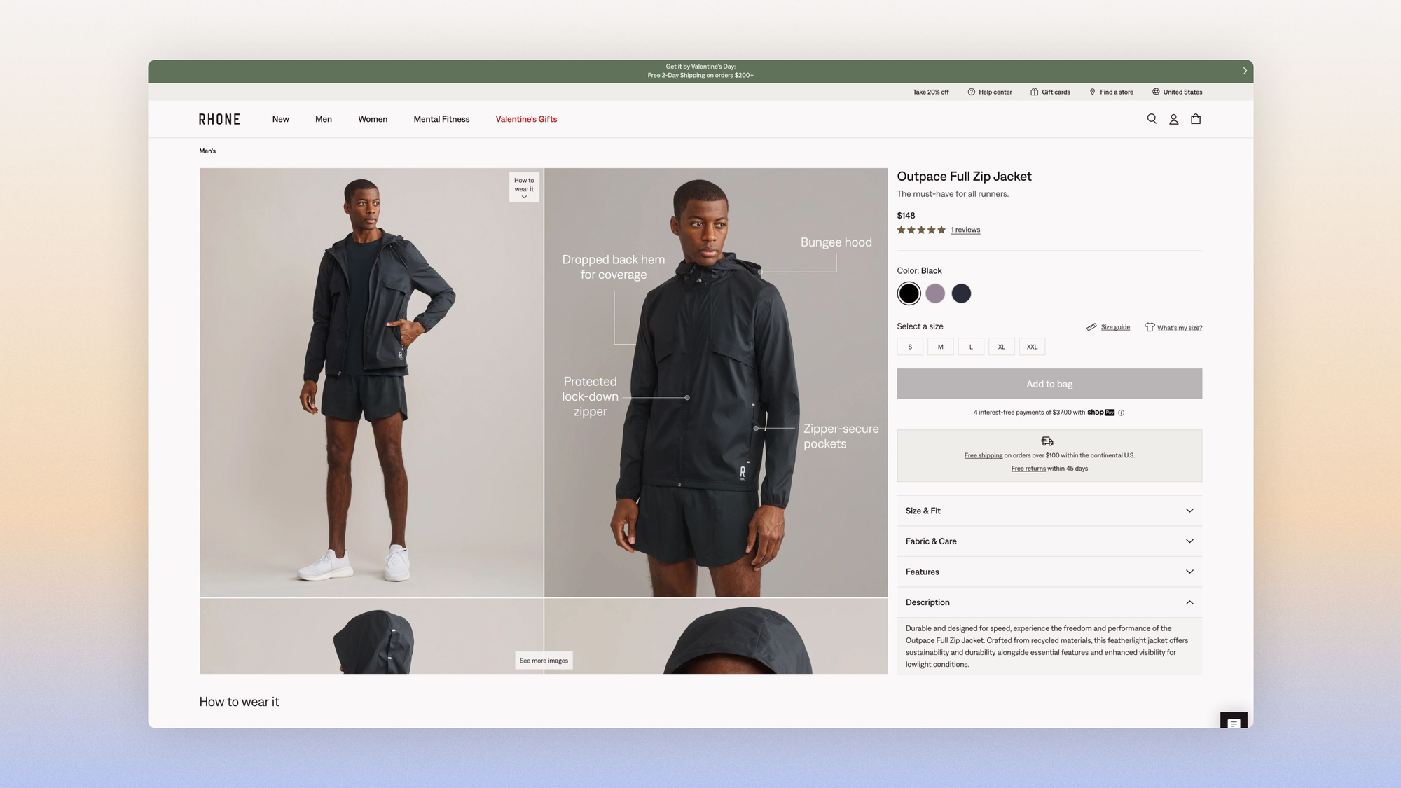 Rhone product page: subtitles that carry the product promise