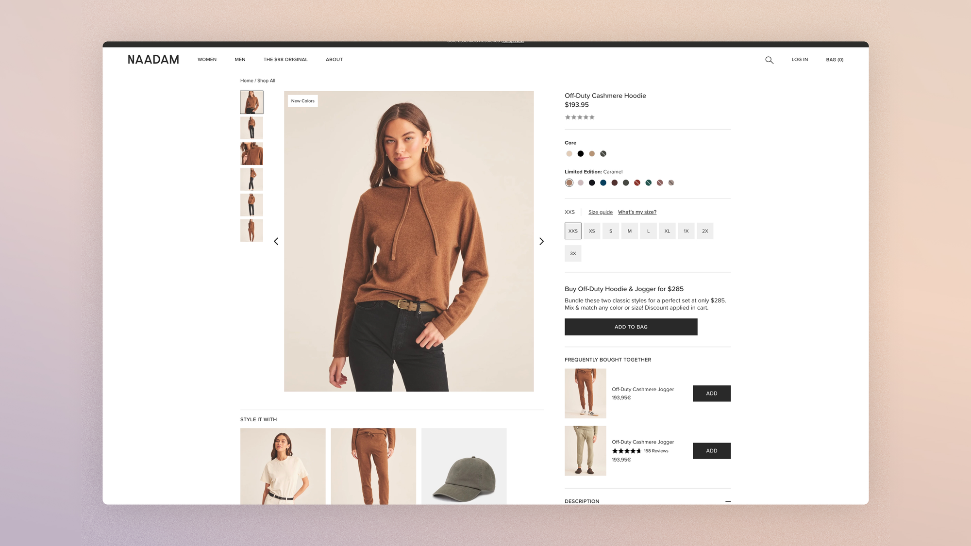 Naadam product page gallery with navigation arrows