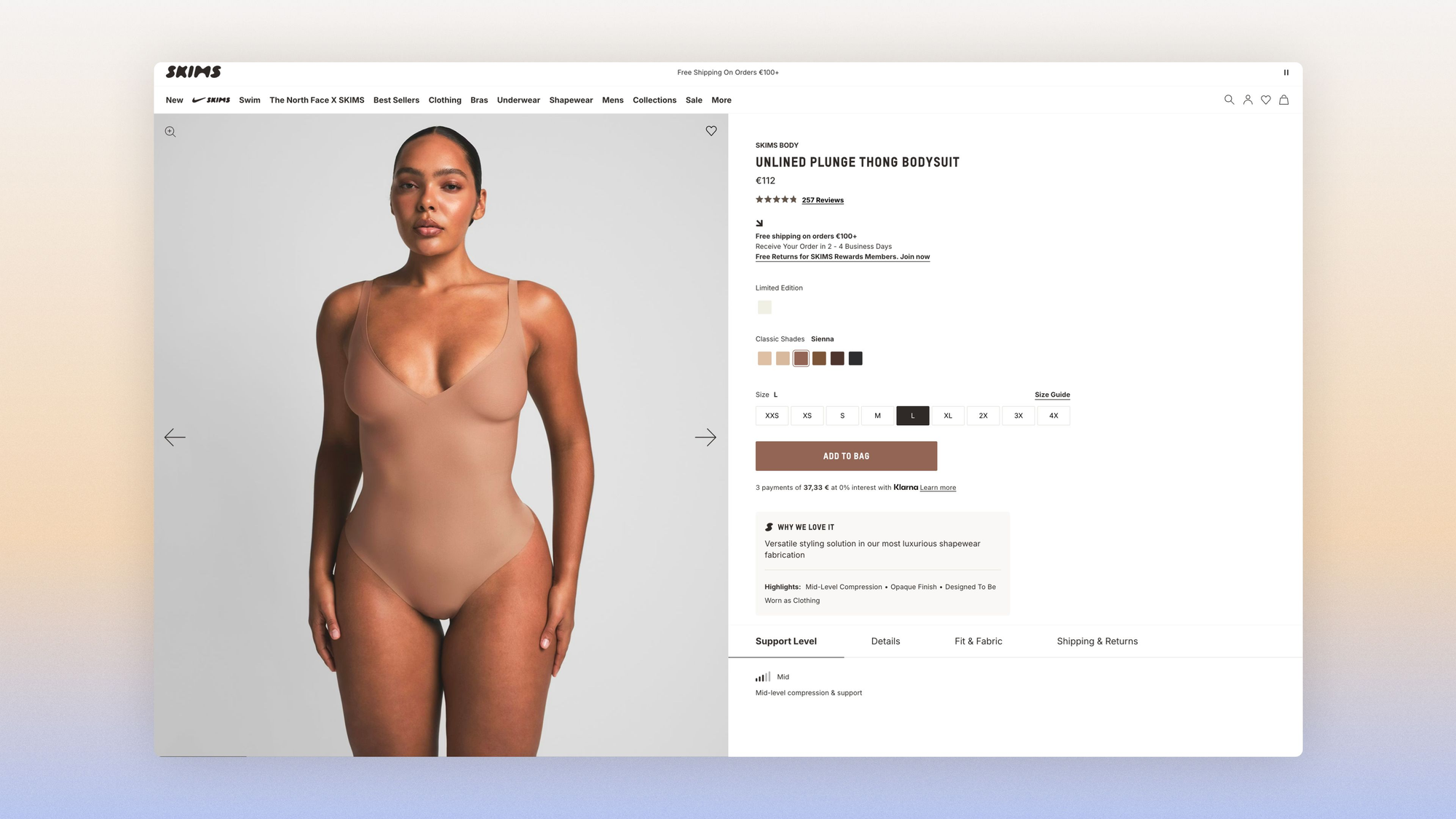 Product page with built-in transparency and circularity