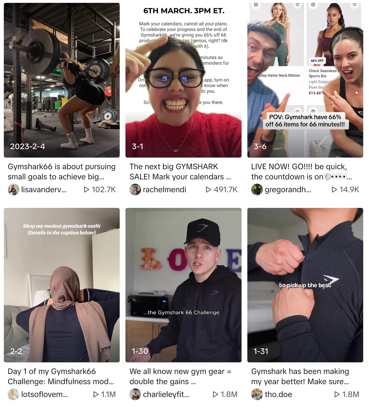 Clips from the "66 Days: Change Your Life" challenge on TikTok