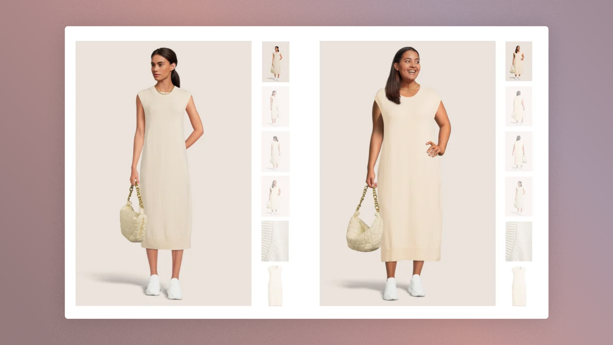 Product page showing the garment on two body types