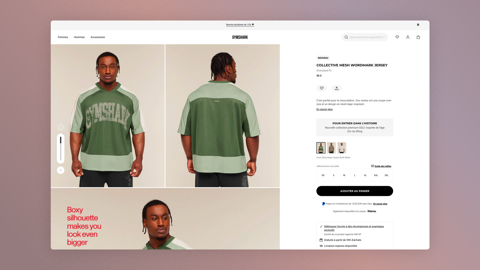 Gymshark product page: the promise that pulls you into the story