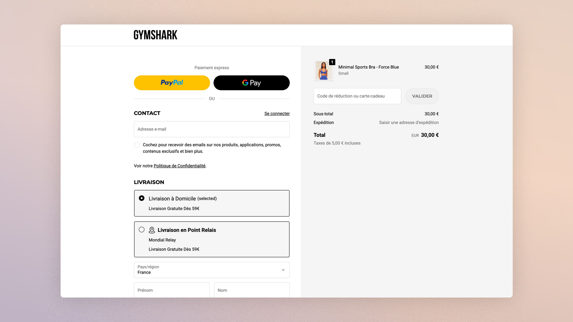 Gymshark's Shopify checkout