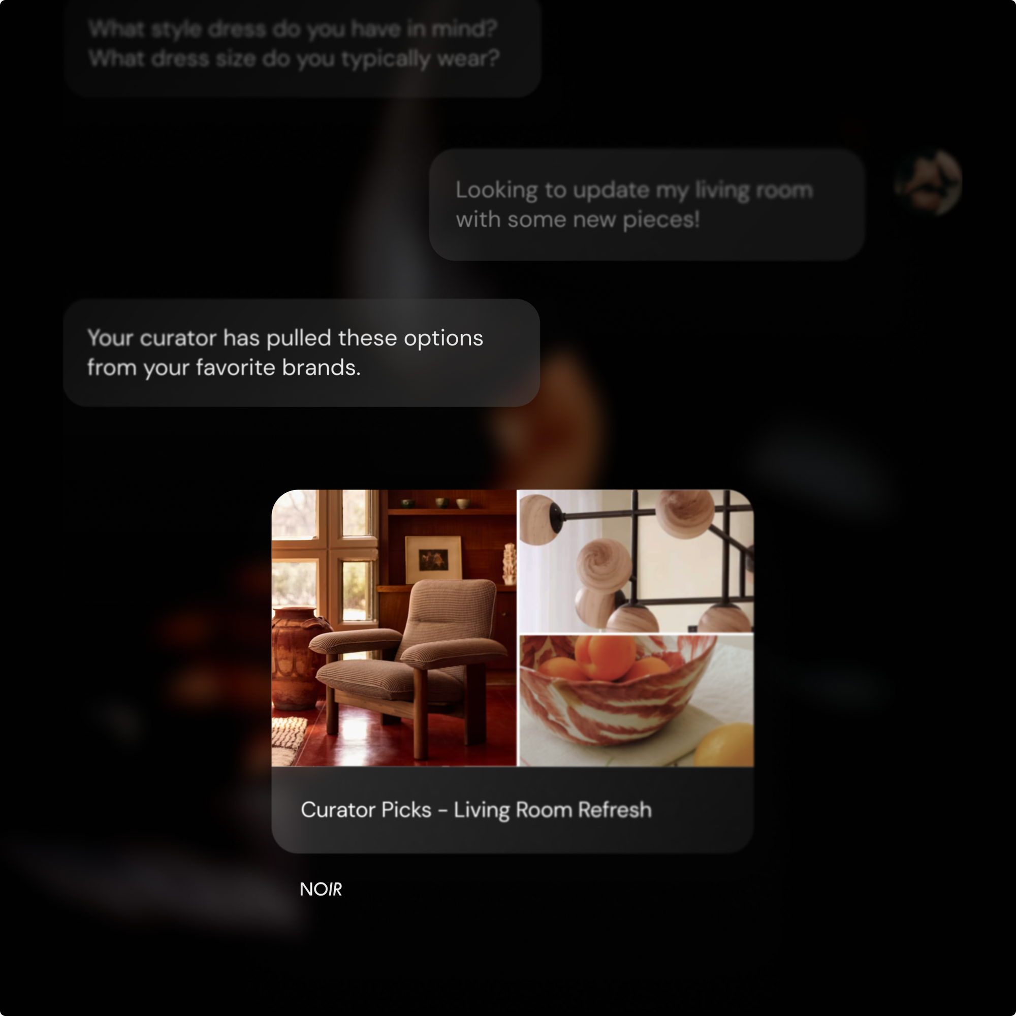 Noir, ShopMy's concierge: personalized recommendations by message